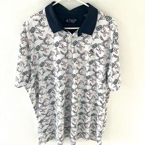 Original Penguin All Over Shrimp 19th Hole Print Performance Polo, Size: XL